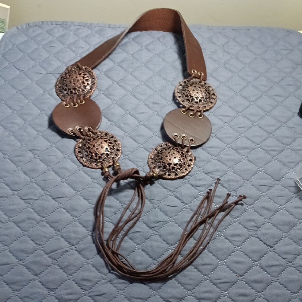 Leather Metal Rope Tie Belt